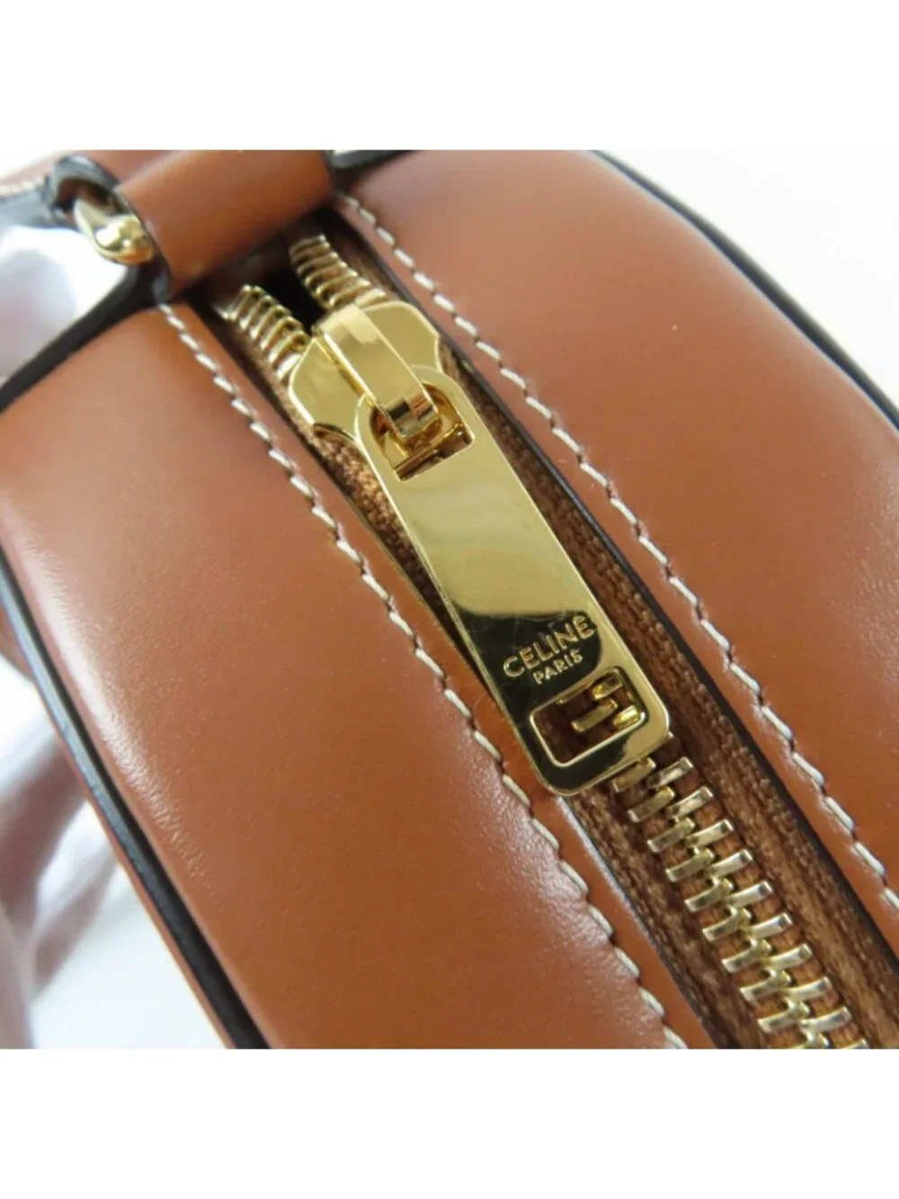 Celine Cuir Triomphe Oval Pass Leather Shoulder Bag Tan - Picture 10 of 12